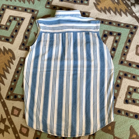 Vintage Denim Republic Striped Sleeveless Shirt M - Picture 4 of 6